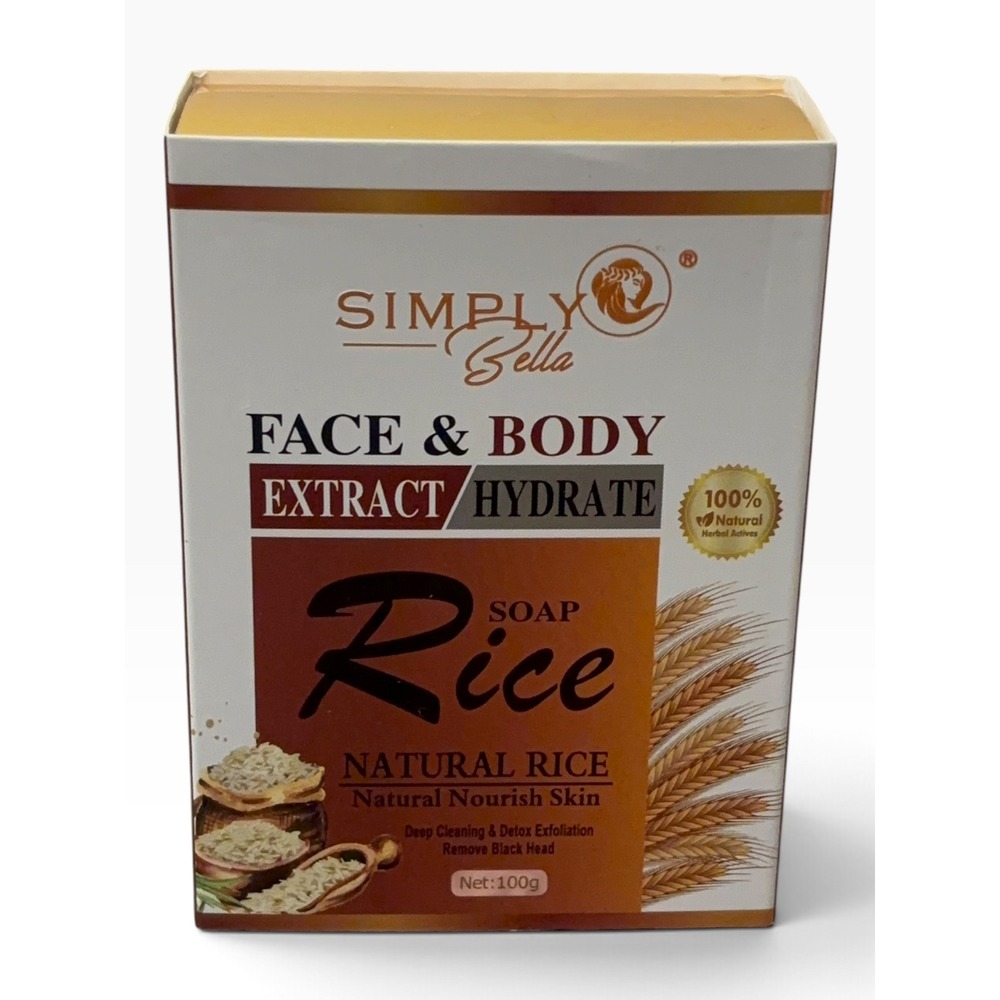 Simply Bella Natural Rice Soap Face & Body Extract Hydrate 100g SIM003